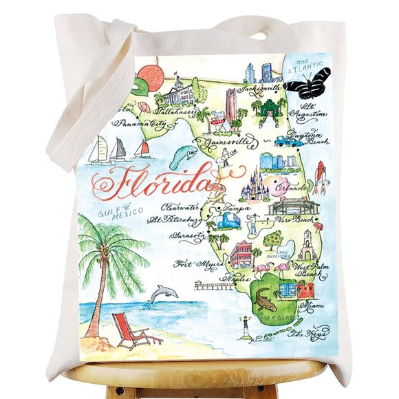 Florida State Tote Bag - Trip Souvenirs Gift & Vacation Shoulder Bag - Travel - - Picture 1 of 7